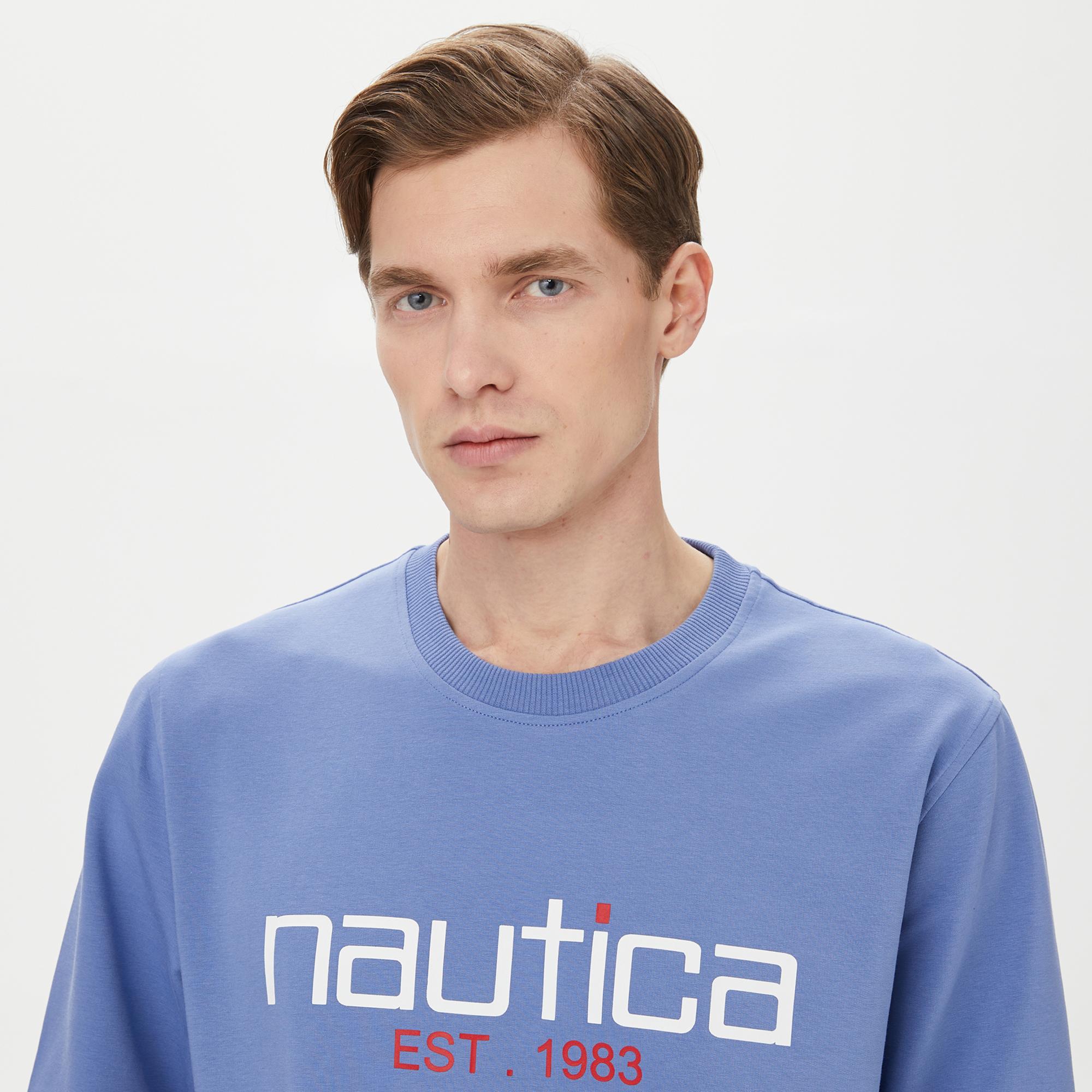 Nautica Erkek Mavi Standart Fit Sweatshirt