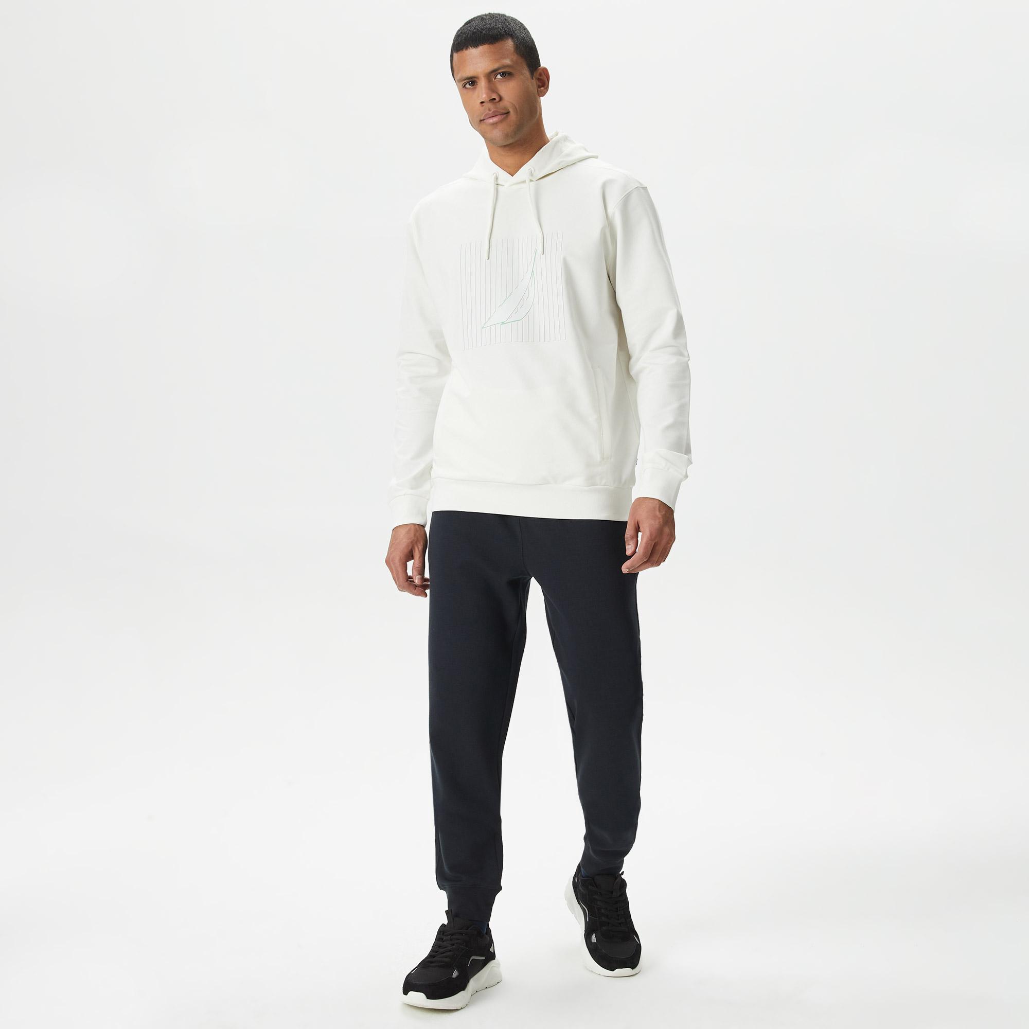 Nautica Erkek Beyaz Standart Fit Sweatshirt