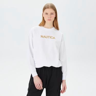  Nautica Kadın Beyaz Relaxed Fit Sweatshirt