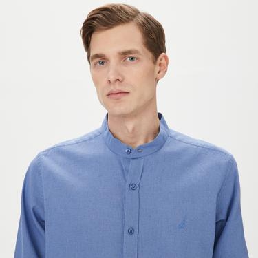  Nautica Erkek Mavi Classic Fit Keten Gömlek