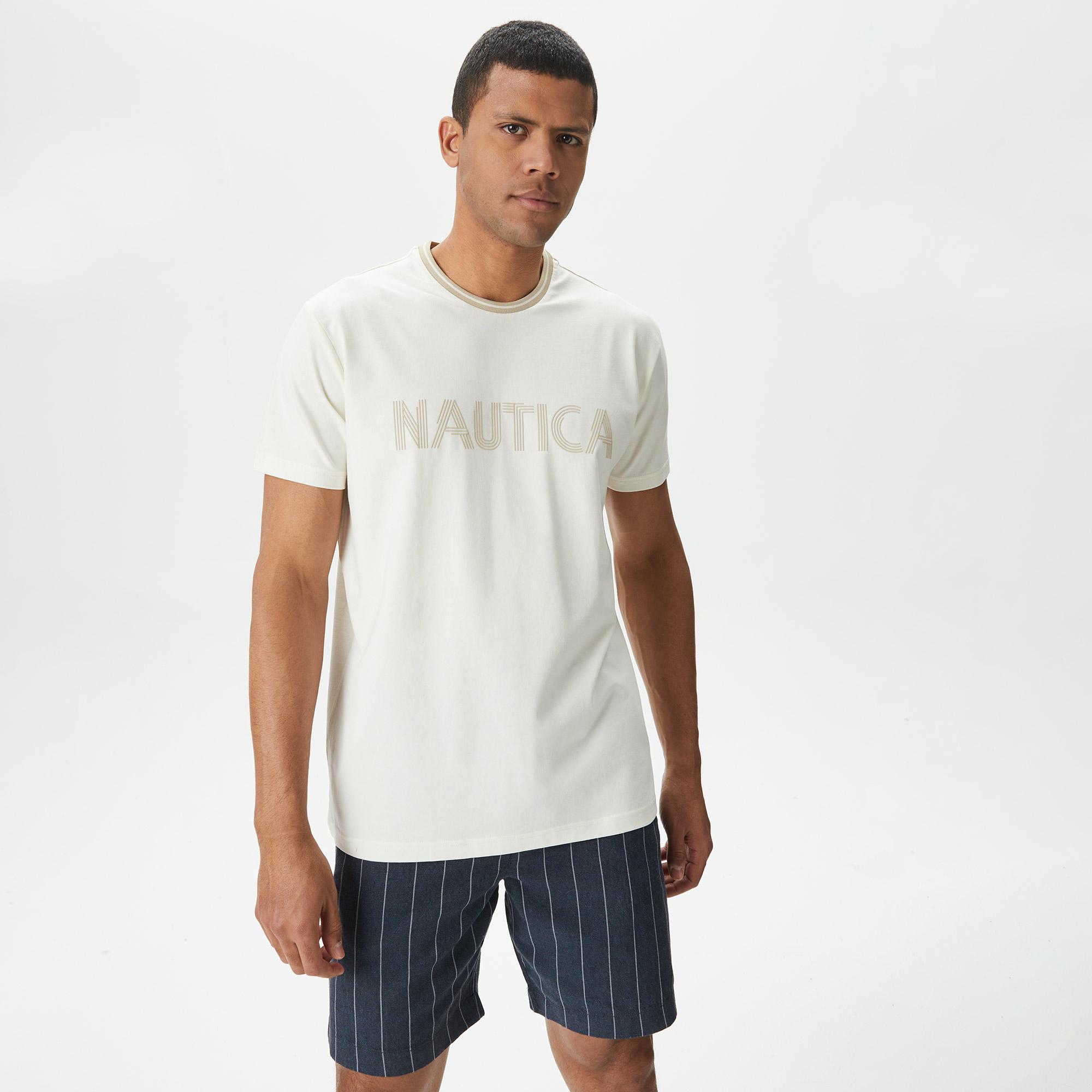 Nautica Erkek Beyaz Standart Fit T-Shirt