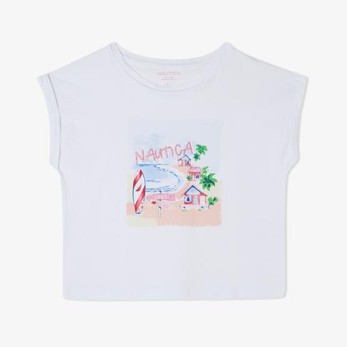  Nautica Kız Çocuk Beyaz Relaxed Fit T-Shirt