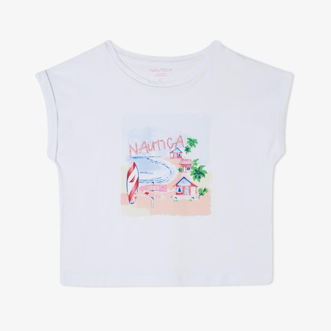  Nautica Kız Çocuk Beyaz Relaxed Fit T-Shirt