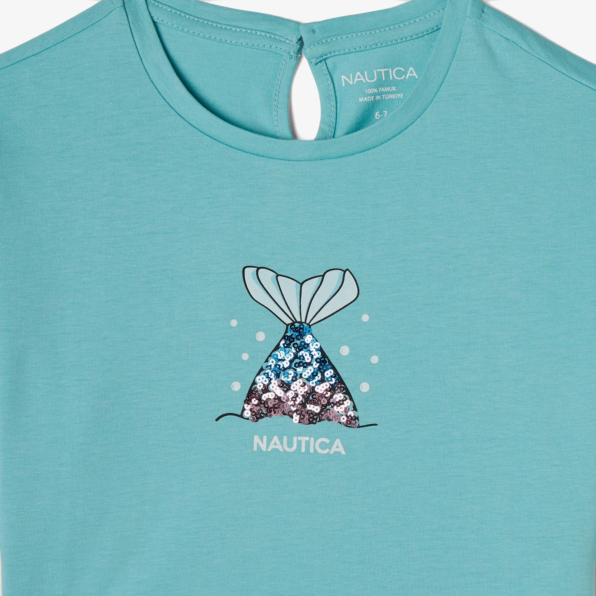 Nautica Kız Çocuk Mavi Relaxed Fit T-Shirt