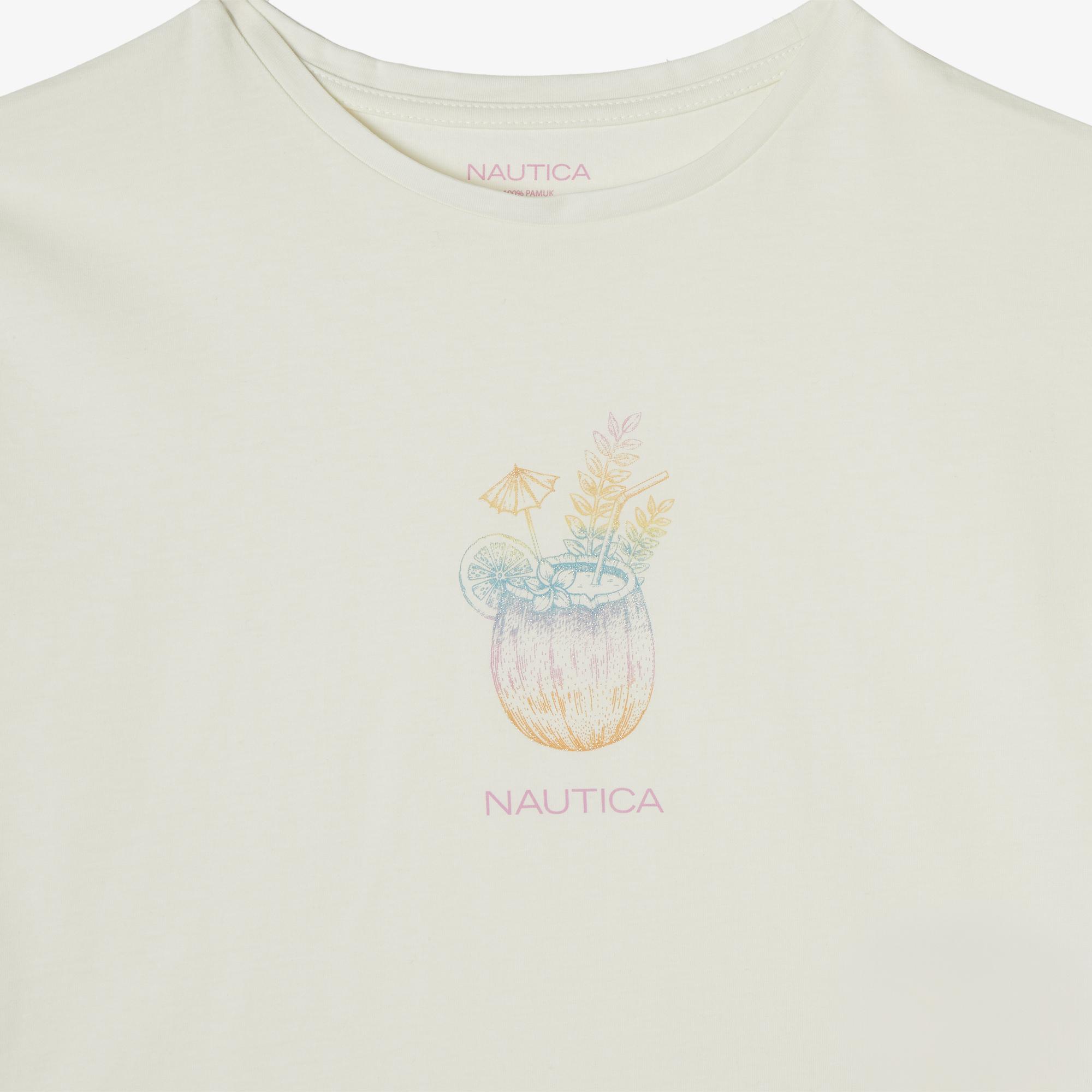 Nautica Kız Çocuk Beyaz Relaxed Fit T-Shirt