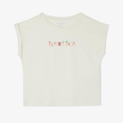 Nautica Kız Çocuk Beyaz Relaxed Fit T-Shirt