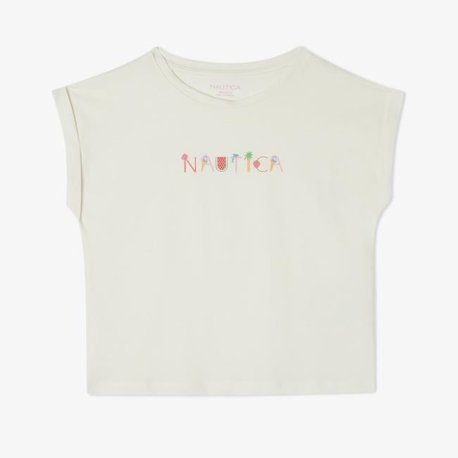  Nautica Kız Çocuk Beyaz Relaxed Fit T-Shirt