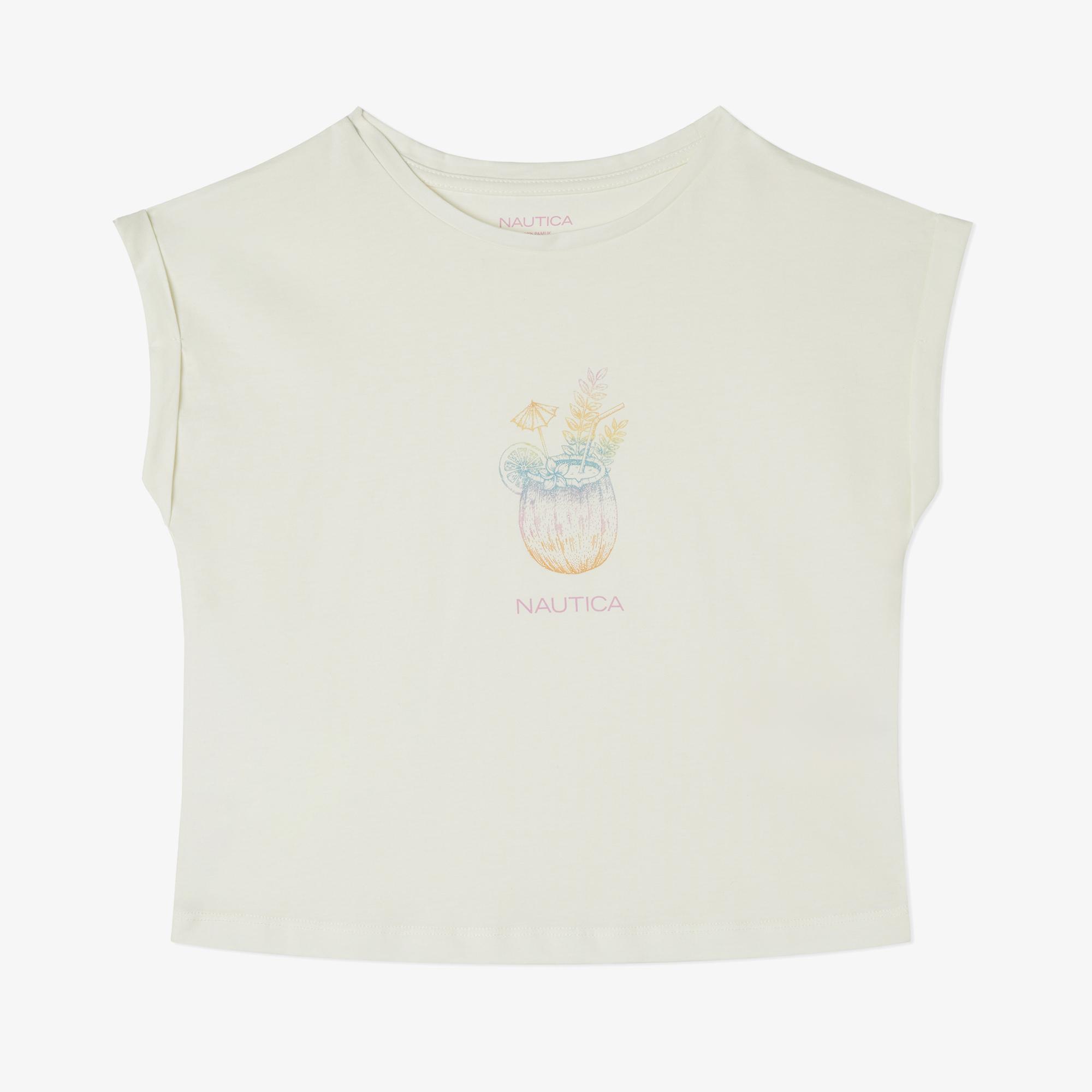 Nautica Kız Çocuk Beyaz Relaxed Fit T-Shirt