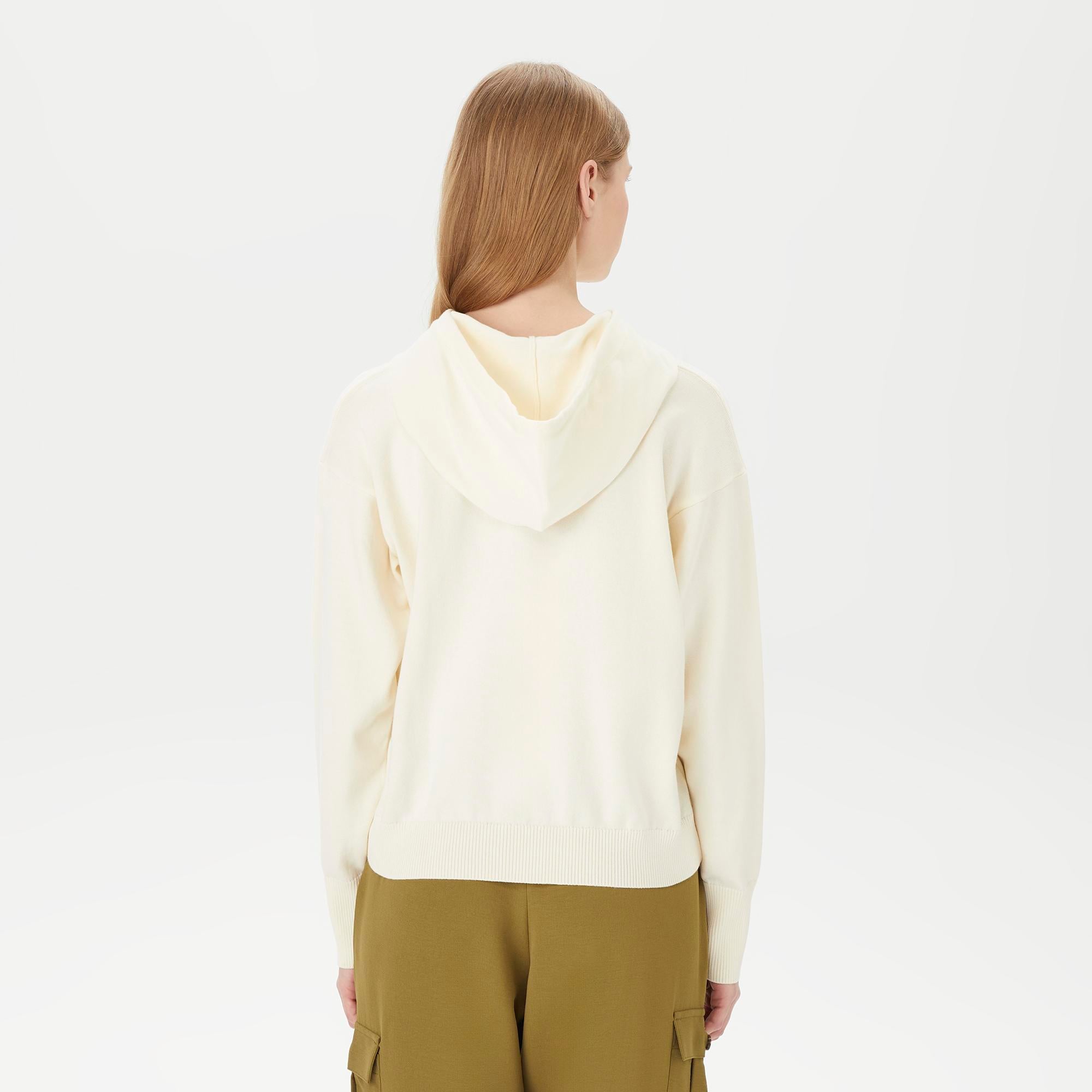 Nautica Kadın Beyaz Relaxed Fit Kazak