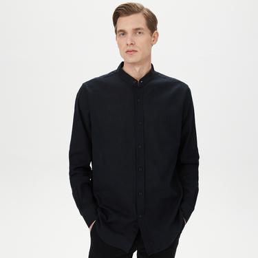  Nautica Erkek Siyah Classic Fit Keten Gömlek