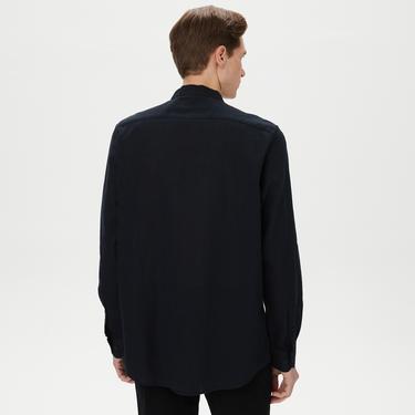  Nautica Erkek Siyah Classic Fit Keten Gömlek
