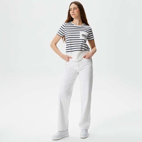  Nautica Kadın Beyaz Relaxed Fit Jean