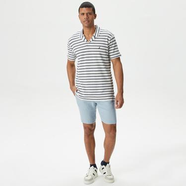  Nautica Erkek Mavi Slim Fit Keten Şort