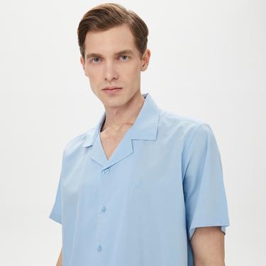  Nautica Erkek Mavi Classic Fit Kısa Kollu Gömlek