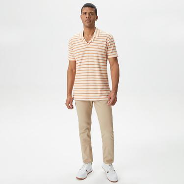  Nautica Erkek Turuncu Classic Fit Kısa Kollu Çizgili Polo