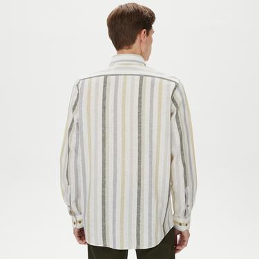  Nautica Erkek Yeşil Classic Fit Uzun Kollu Çizgili Gömlek