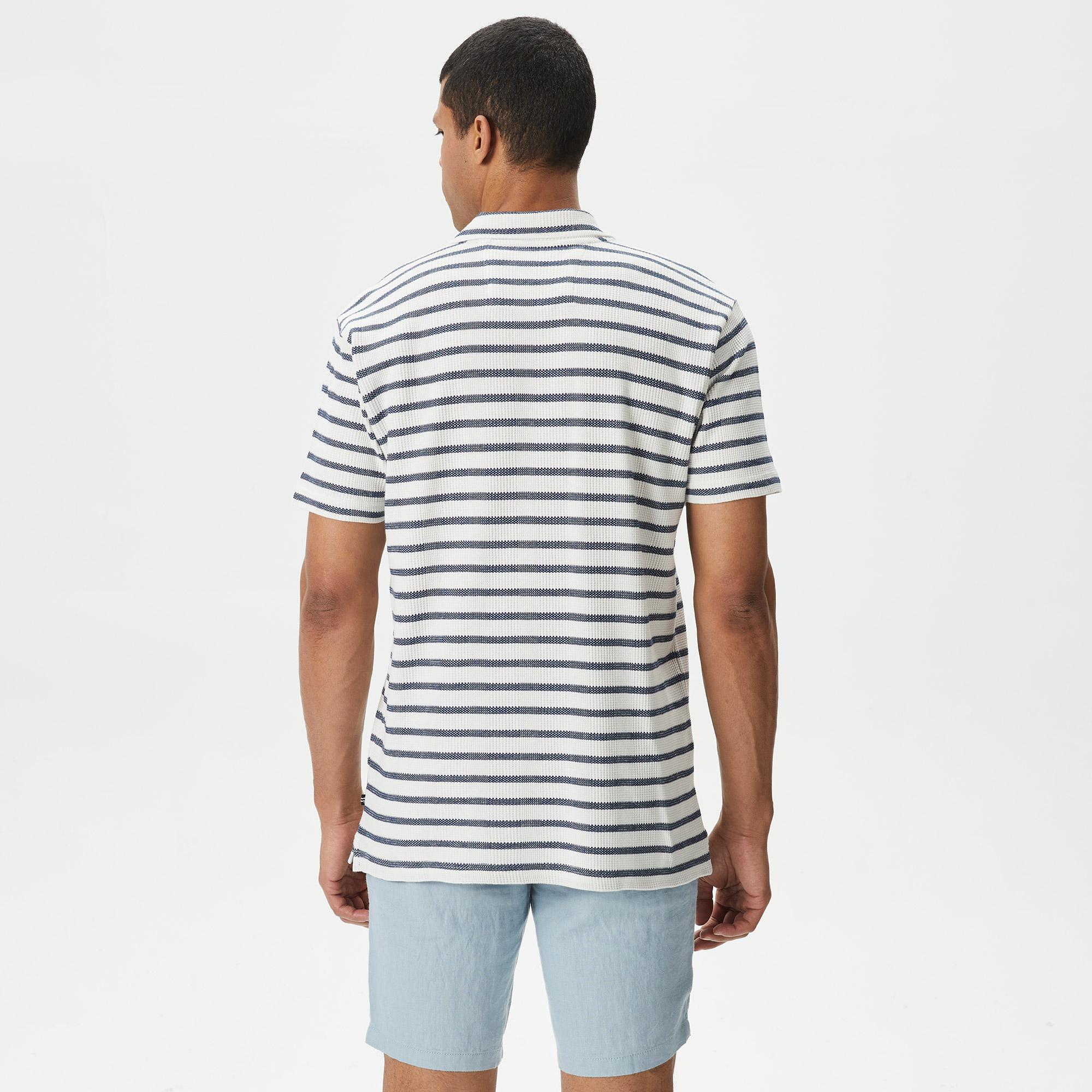 Nautica Erkek Lacivert Classic Fit Kısa Kollu Çizgili Polo Yaka T-Shirt