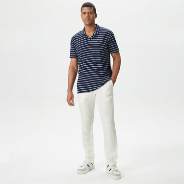  Nautica Erkek Lacivert Slim Fit Kısa Kollu Çizgili Polo