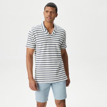  Nautica Erkek Lacivert Classic Fit Kısa Kollu Çizgili Polo