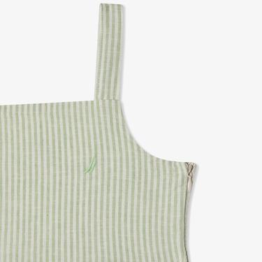  Nautica Kız Çocuk Yeşil Askılı Çizgili Keten Elbise