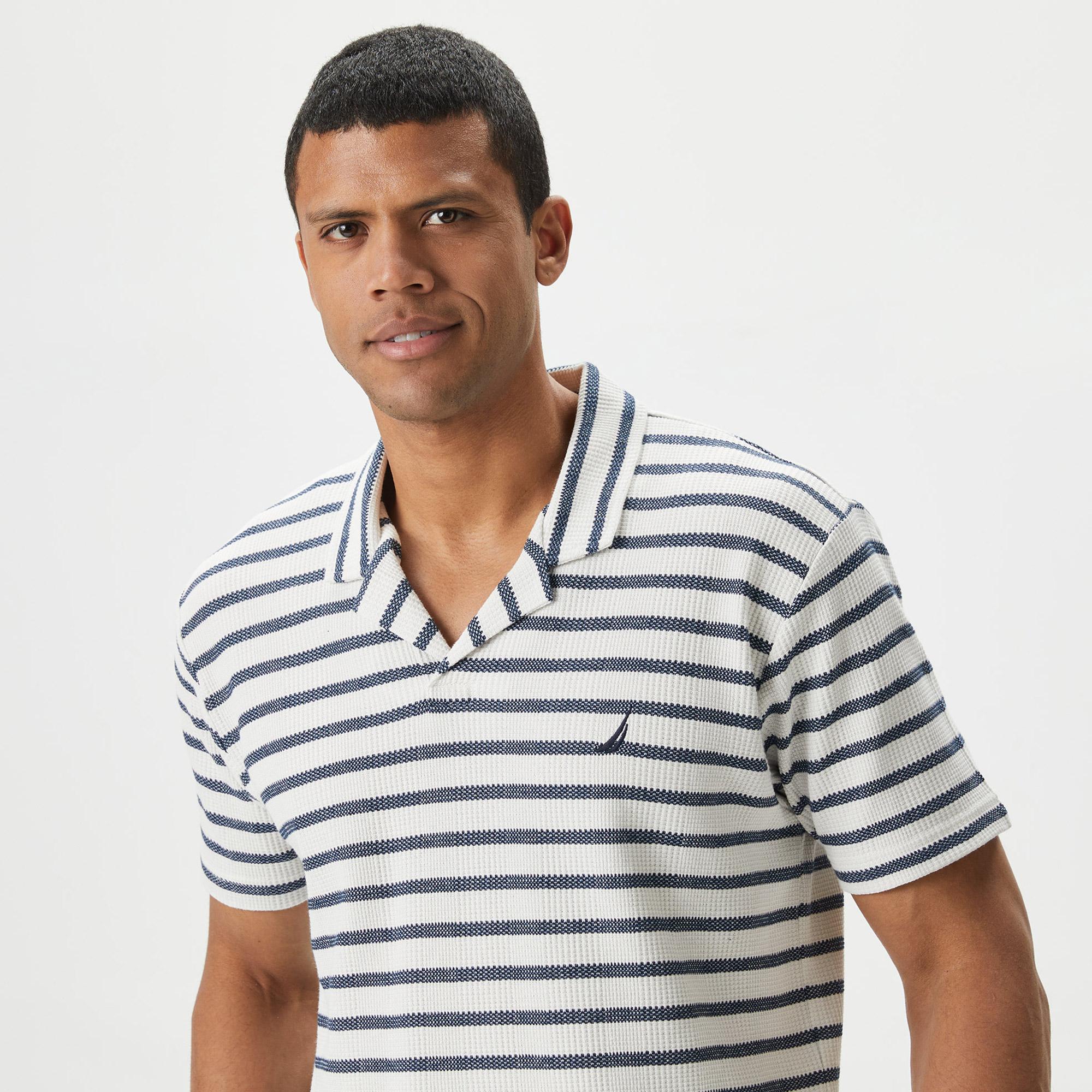 Nautica Erkek Lacivert Classic Fit Kısa Kollu Çizgili Polo Yaka T-Shirt