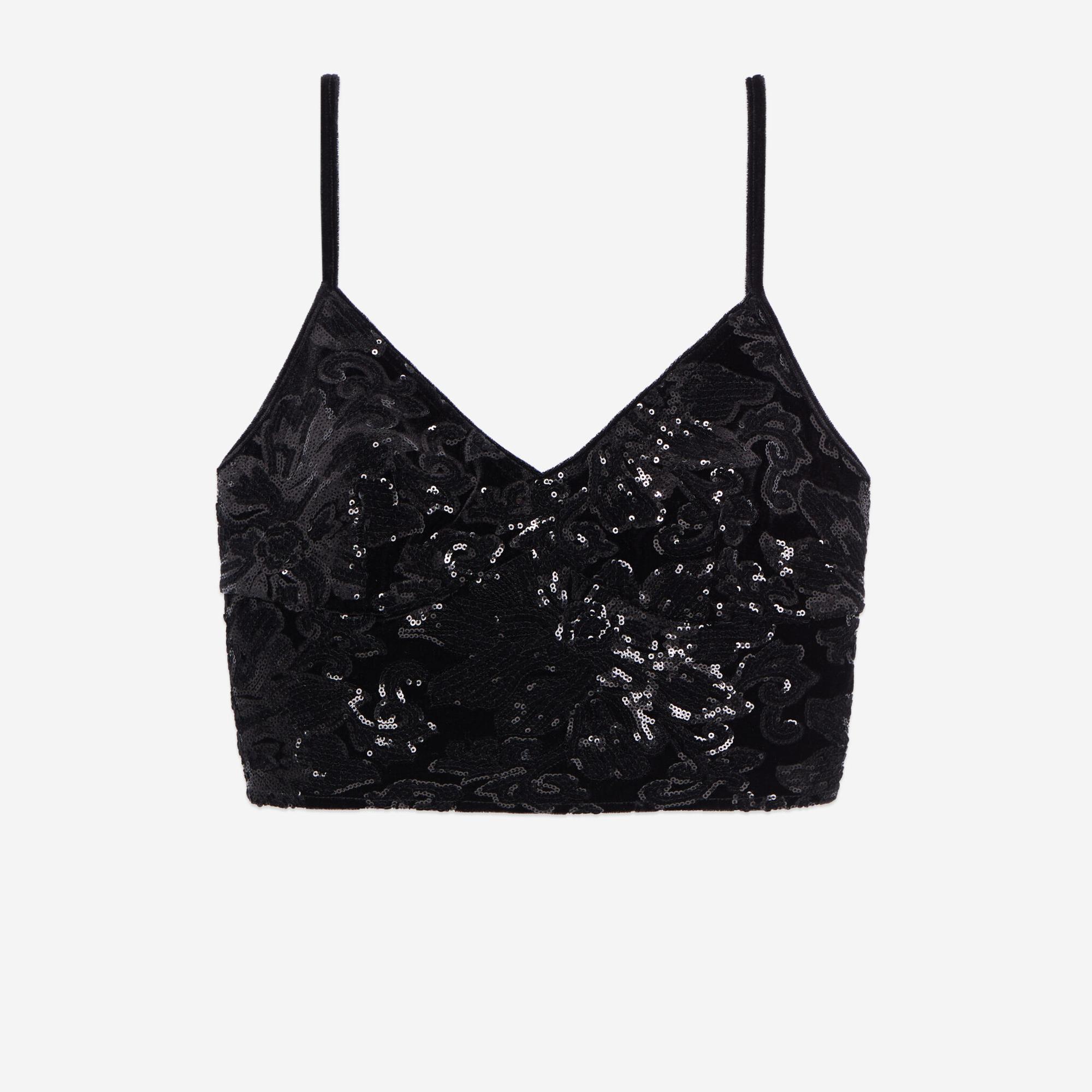 KADIN SİYAH PAYETLİ BLUZ