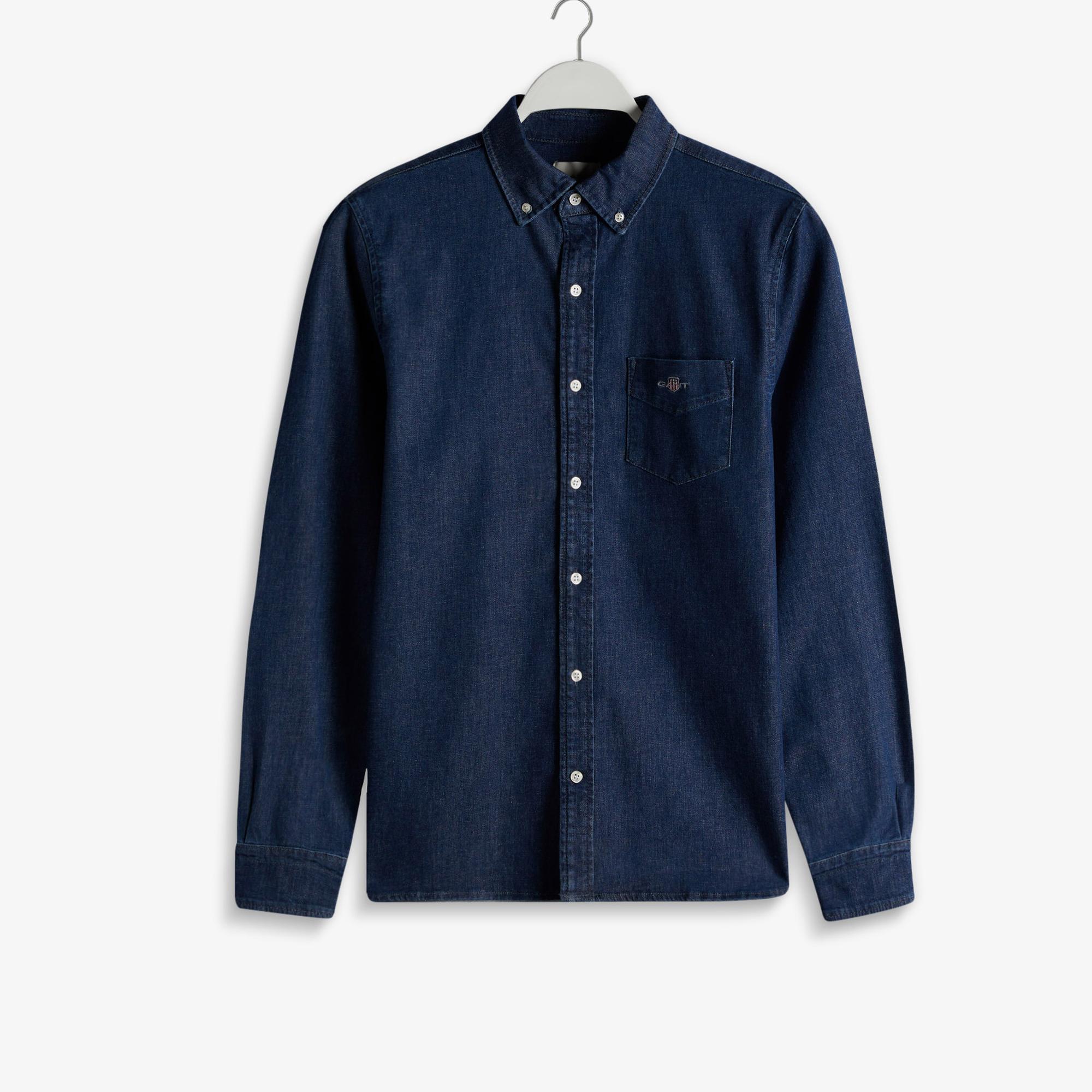 GANT Erkek Lacivert Slim Fit Düğmeli Yaka Gömlek