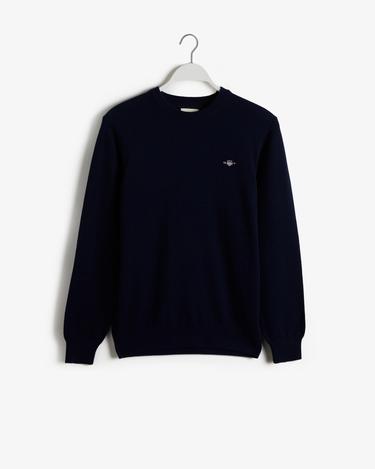  GANT Erkek Lacivert Regular Fit Bisiklet Yaka Logolu Kazak