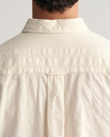  GANT Erkek Bej Relaxed Fit Düğmeli Yaka Çizgili Gömlek