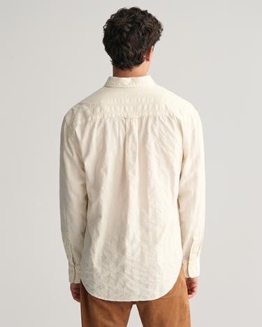  GANT Erkek Bej Relaxed Fit Düğmeli Yaka Çizgili Gömlek