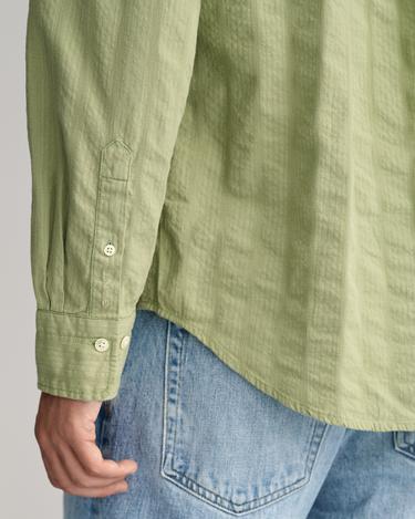  GANT Erkek Yeşil Relaxed Fit Düğmeli Yaka Çizgili Gömlek