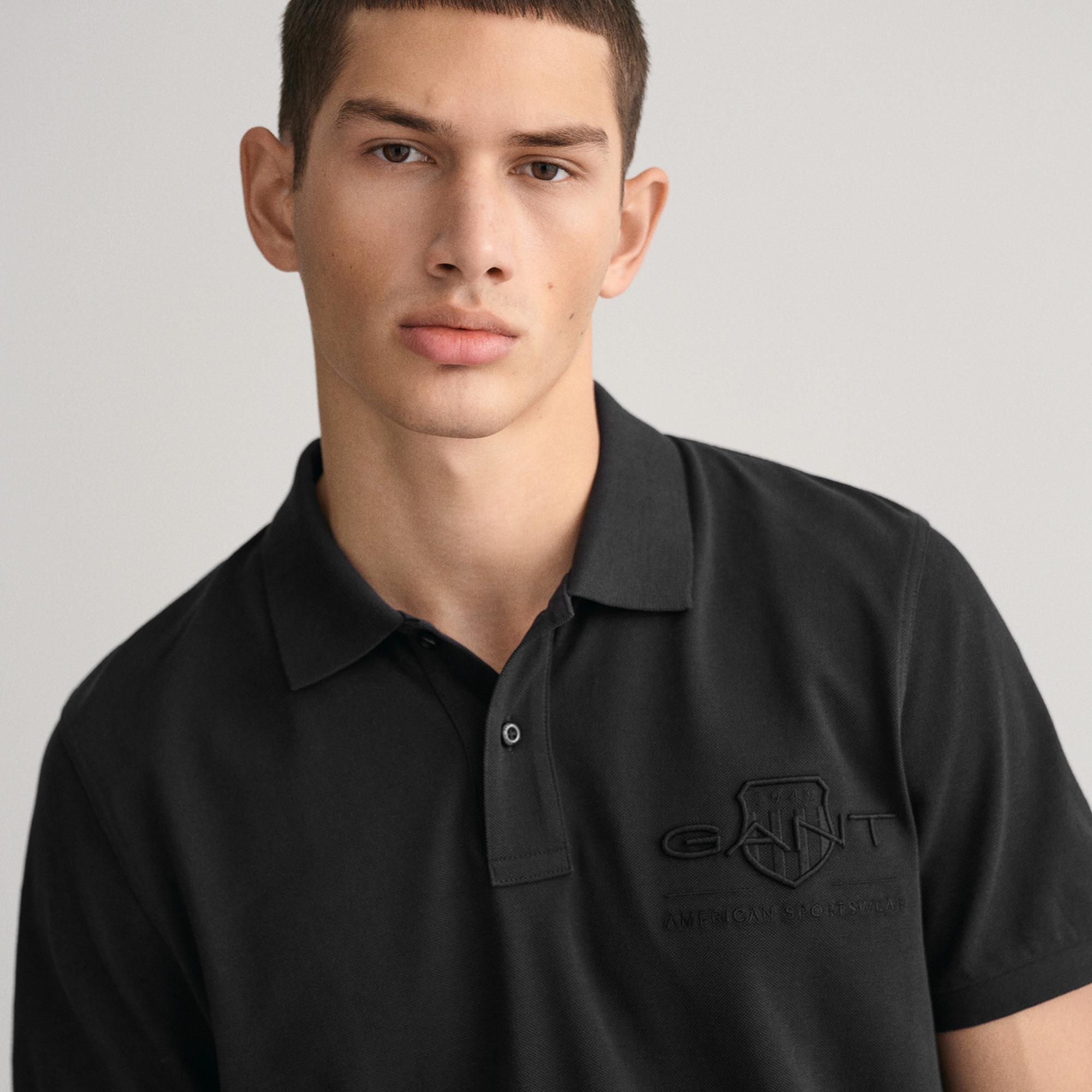 GANT Erkek Siyah Regular Fit Logolu Polo