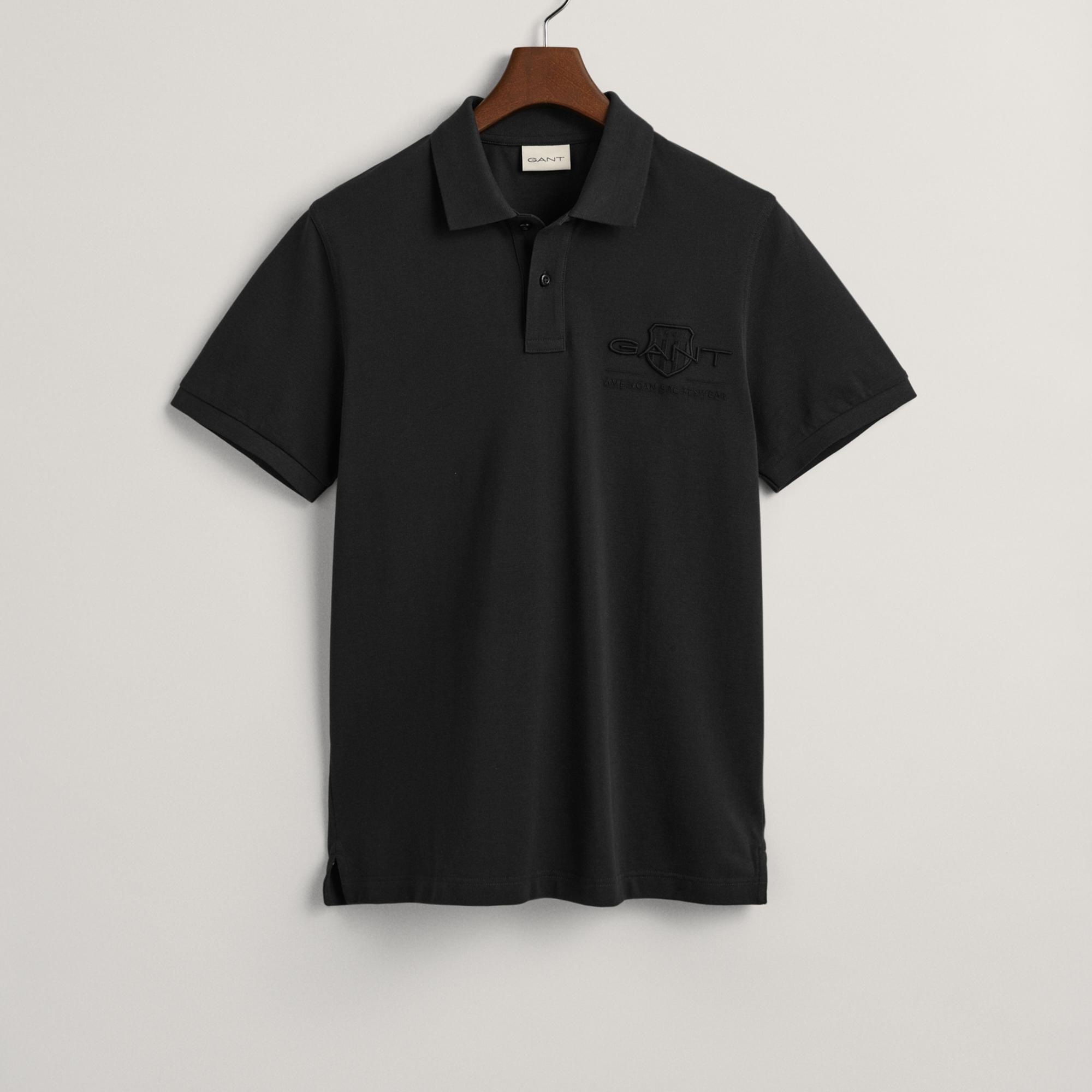 GANT Erkek Siyah Regular Fit Logolu Polo