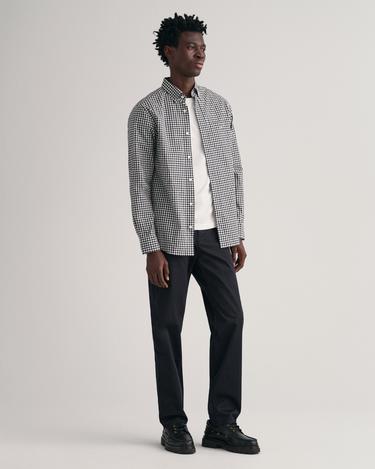  GANT Erkek Siyah Regular Fit Düğmeli Yaka Kareli Gömlek