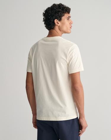  GANT Erkek Krem Regular Fit Bisiklet Yaka Logolu T-shirt