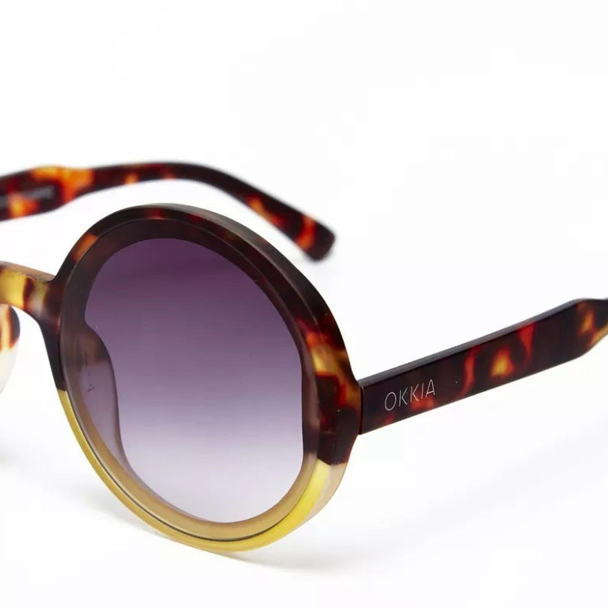 Okkia Monica Unisex  Büyük Yuvarlak
Güneş Gözlüğü Havana Sarısı
