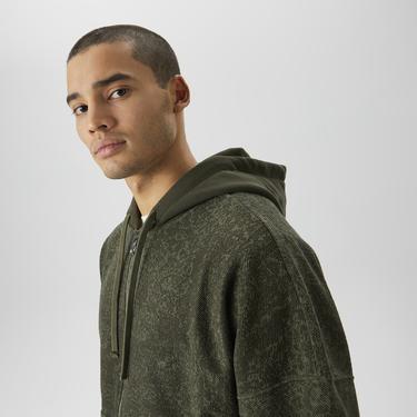  Les Benjamins 402 Erkek Haki Zip Hoodie Sweatshirt