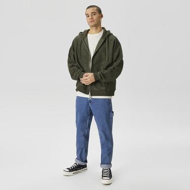  Les Benjamins 402 Erkek Haki Zip Hoodie Sweatshirt