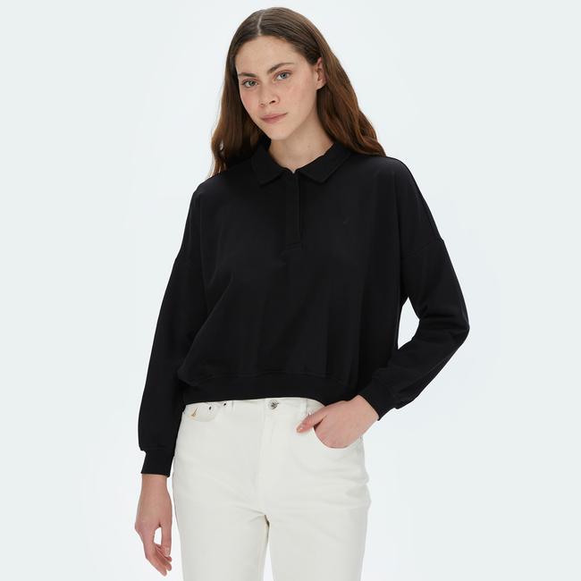  Nautica Kadın Siyah Oversize Sweatshirt