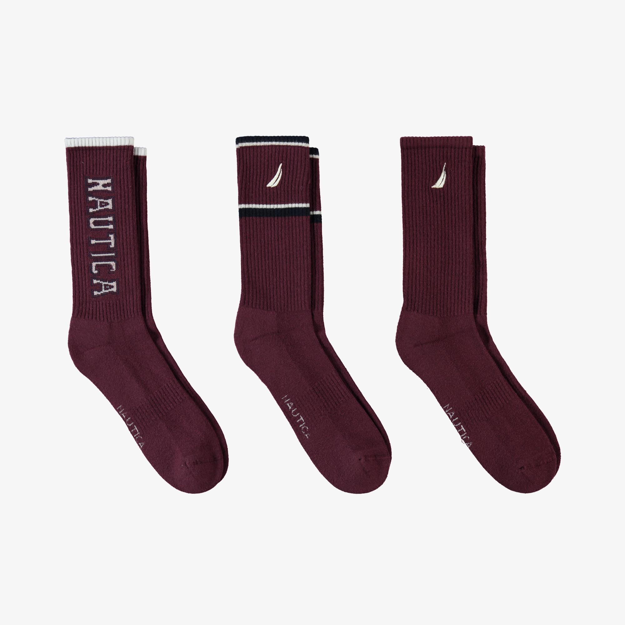 Nautica Erkek Bordo Standart Fit 3'lü Çorap