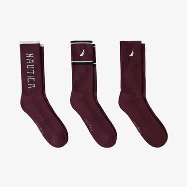  Nautica Erkek Bordo Standart Fit 3'lü Çorap