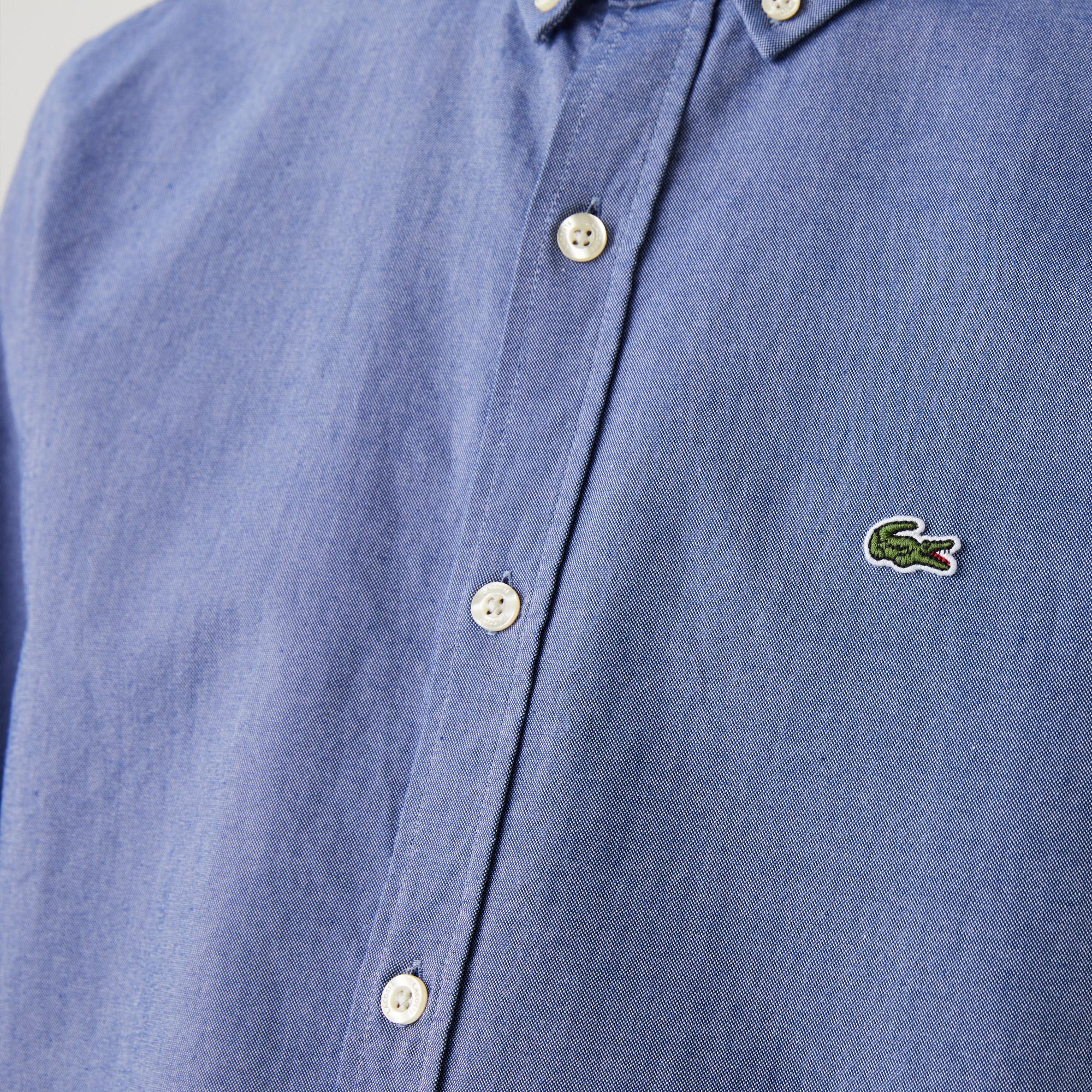 Lacoste Erkek Slim Fit Düğmeli Yaka Lacivert Gömlek