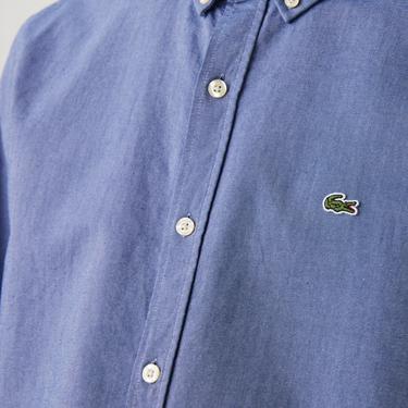  Lacoste Erkek Slim Fit Düğmeli Yaka Lacivert Gömlek