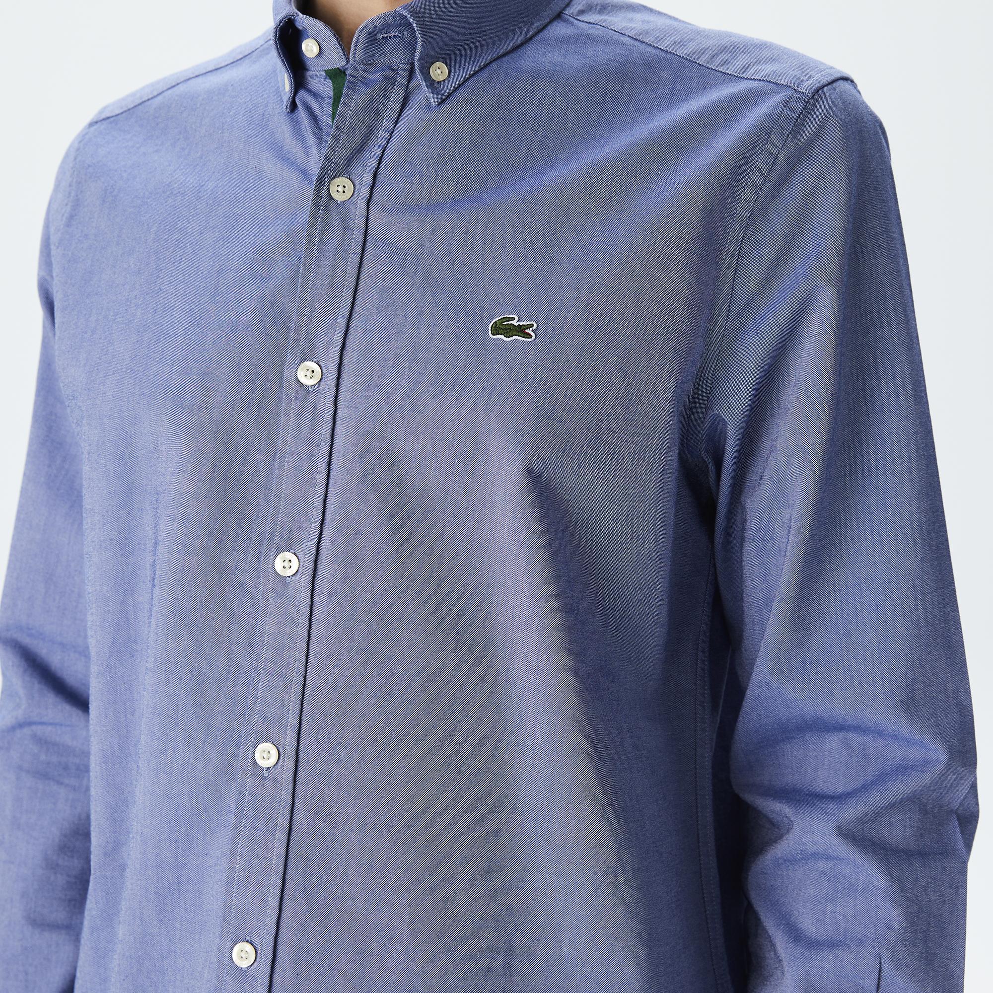 Lacoste Erkek Slim Fit Düğmeli Yaka Lacivert Gömlek