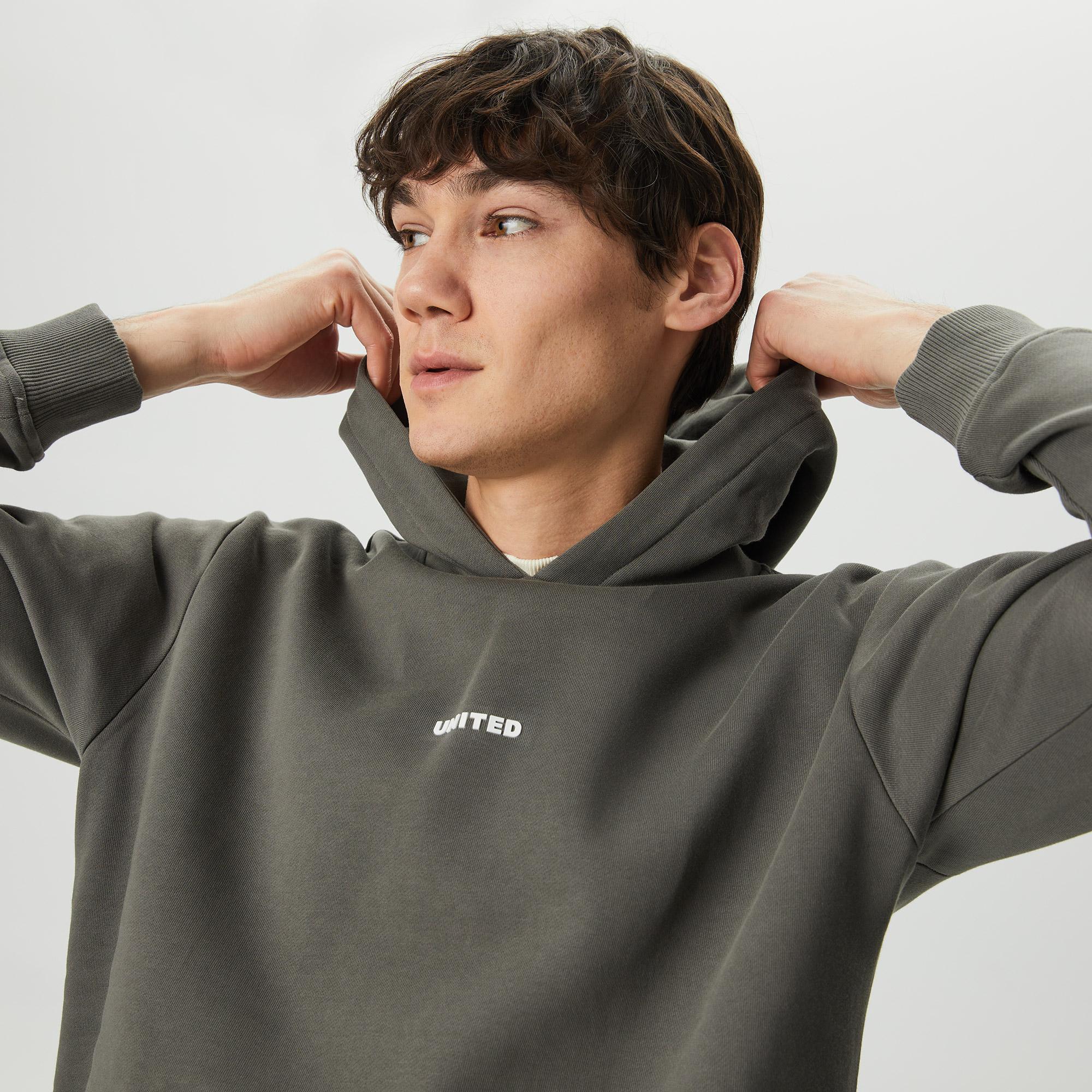 UNITED4 Classic Erkek Gri Hoodie