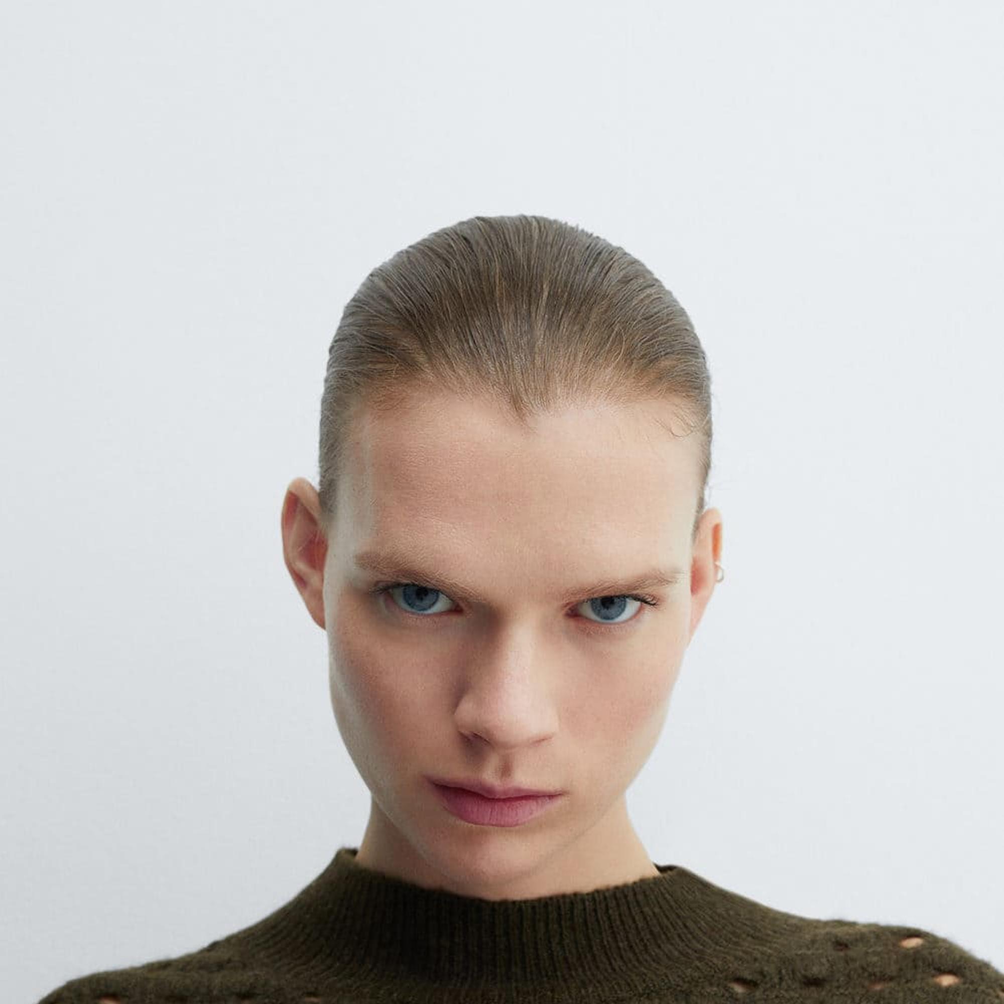 Mango Kadın Ajur Detaylı Triko Kazak Haki