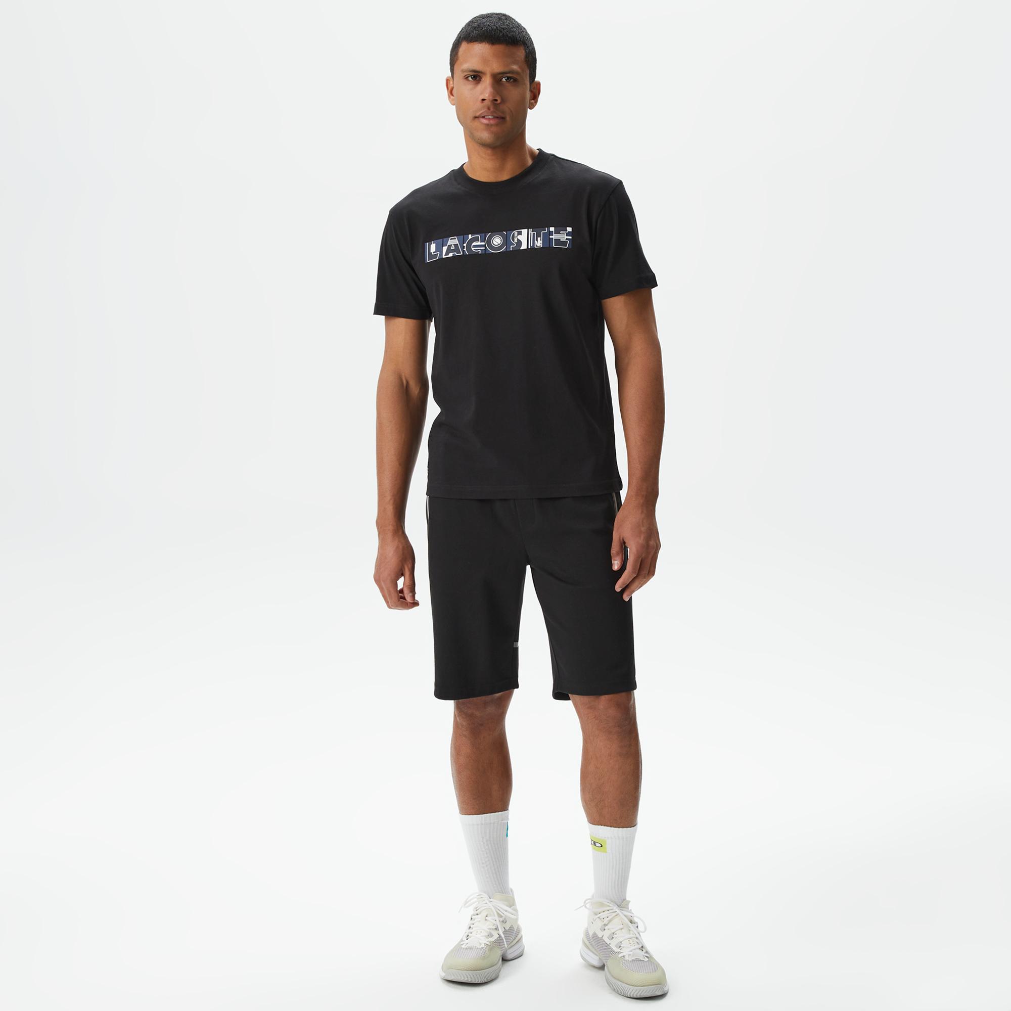 Erkek Relaxed Fit Bisiklet Yaka Baskılı Siyah T-Shirt