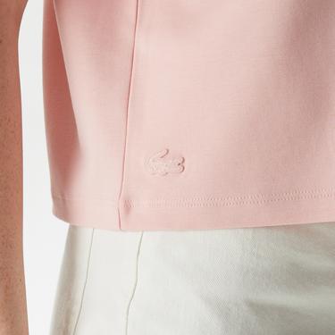  Kadın Loose Fit Bisiklet Yaka Baskılı Organik Pamuk Pembe T-Shirt