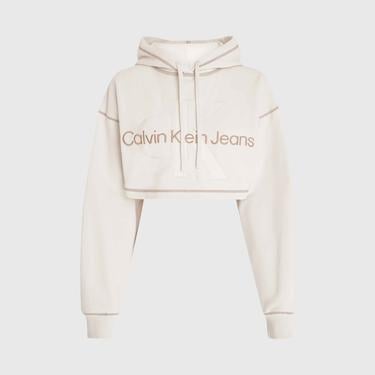  Calvin Klein Jeans Hero Monologo Kadın Beyaz Sweatshirt
