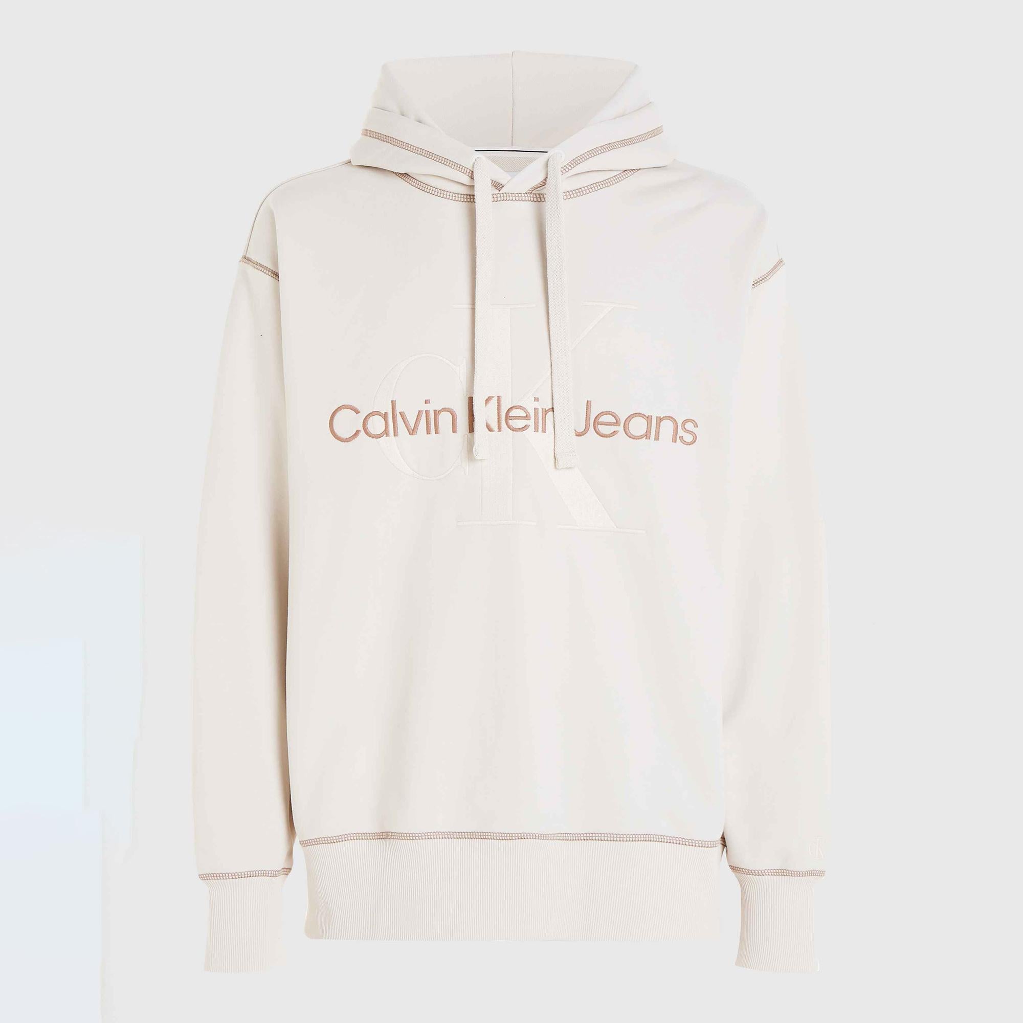 Calvin Klein Jeans Monologo Erkek Bej Sweatshirt